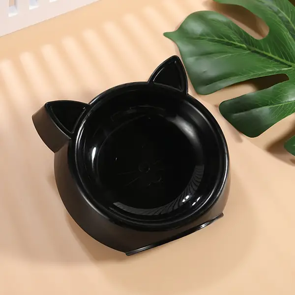 1pc Cute Cat Ear Design Dog Bowl, Plastic Dog Food Bowl Water Basin, Assorted Varities
